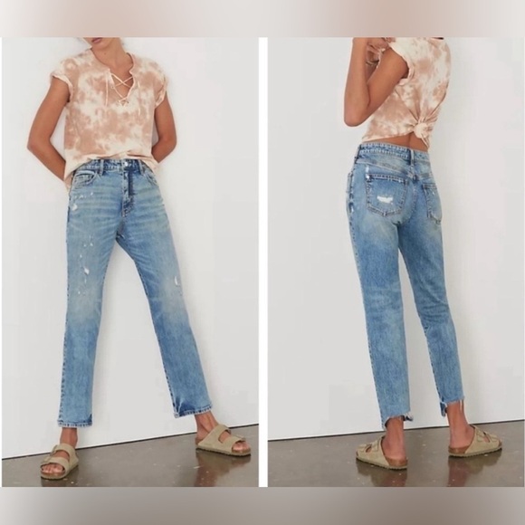 Pilcro Denim - Anthropologie Pilcro Acid Wash Distressed High Waisted Jeans Womens Size 27